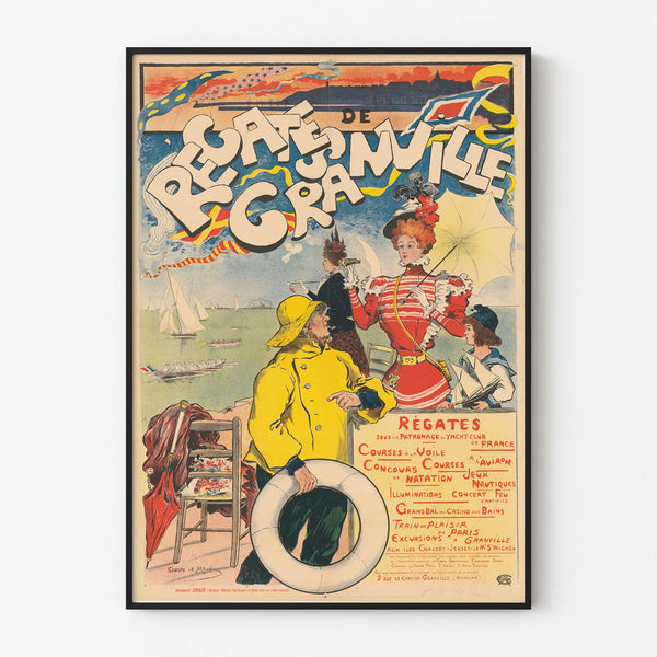 Vintage poster of Granville regattas nautical wall decoration