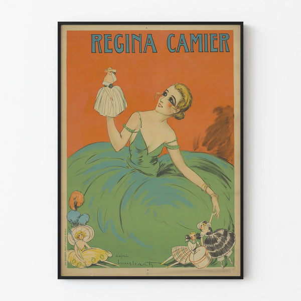 Vintage decorative poster Regina Camier in green dress