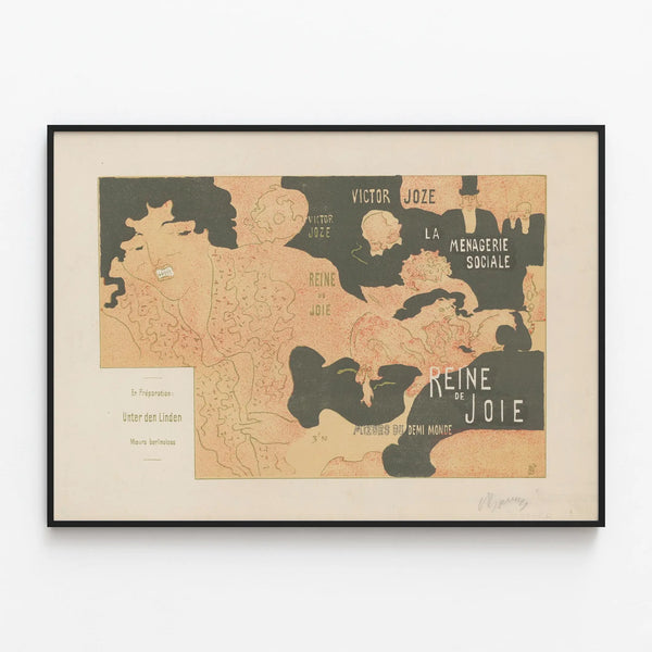 Artistic poster Queen of Joy vintage decorative style — framed artwork on a wall