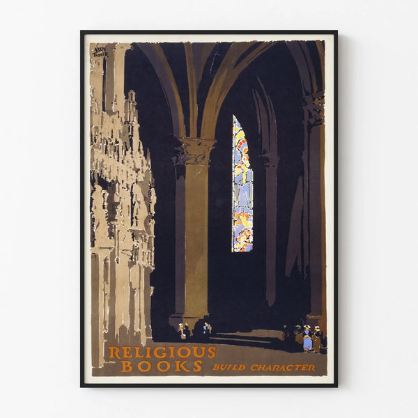 Vintage Religious Books Build Character Poster for Wall Decoration