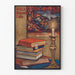 Religious wall decoration poster with books and candle