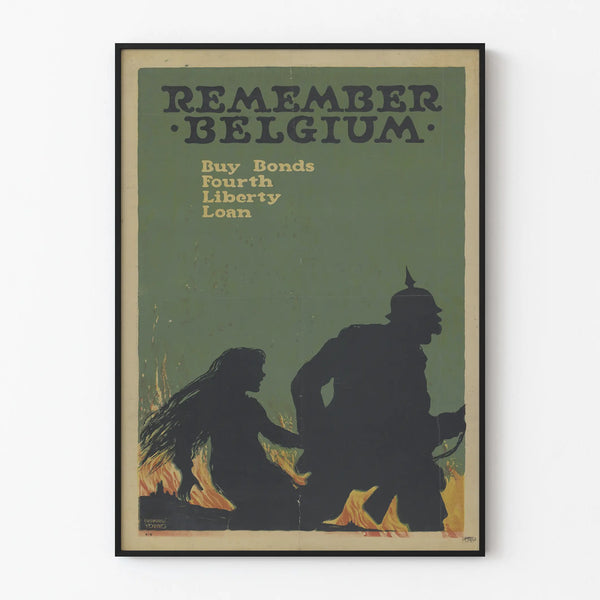 Vintage Remember Belgium poster for historic wall decoration