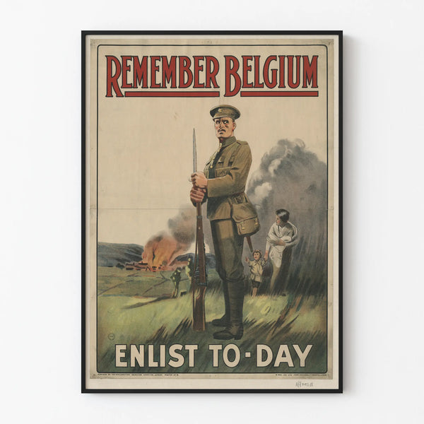 Vintage Remember Belgium wall poster - military and patriotic decoration