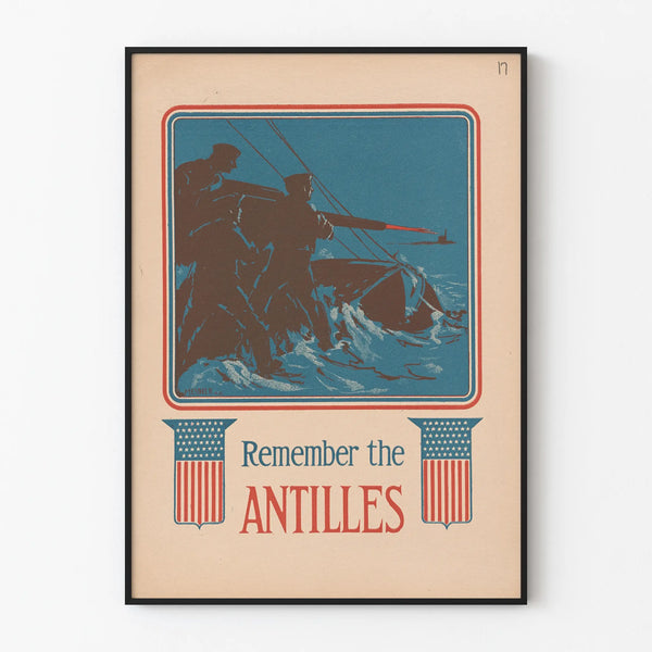Vintage poster « Remember the Antilles » for historical wall decoration