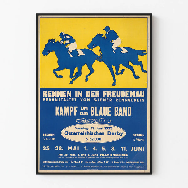 Vintage poster of the horse racing event at Freudenau 1933