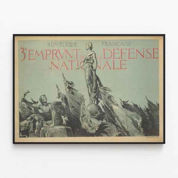 Vintage Poster of the 3rd National Defense Loan - French Republic — framed artwork on a wall