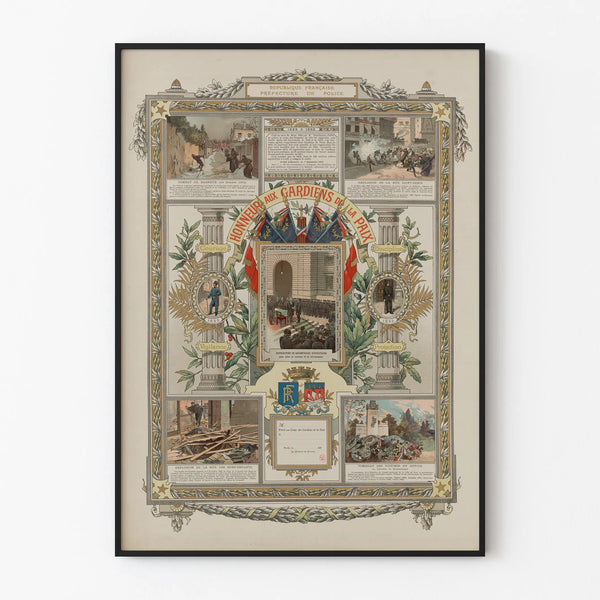 Vintage decorative poster honoring the Guardians of Peace - Police Prefecture