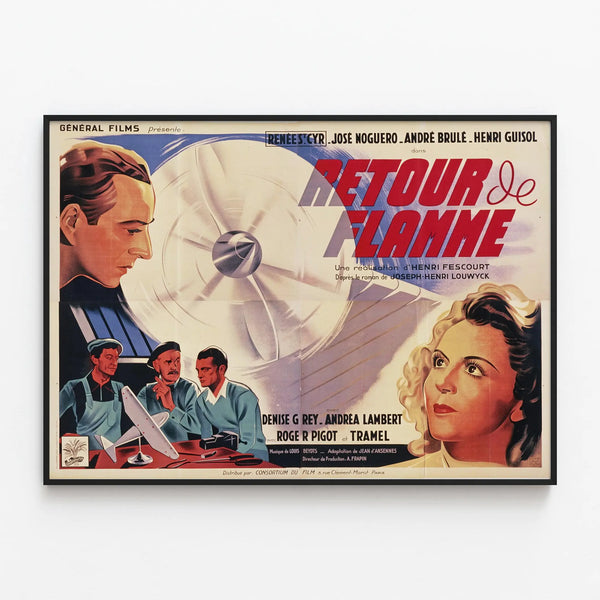 Vintage Poster Return of Flame - Retro Cinema Wall Decoration — framed artwork on a wall