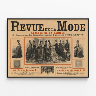 Vintage poster of the Fashion Review Gazette of the Family — framed artwork on a wall