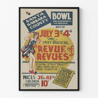 Vintage musical poster 'Revue of Revues' Santa Barbara 1937