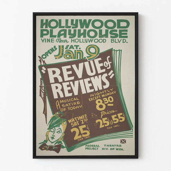 Vintage Poster Revue of Reviews Hollywood Playhouse