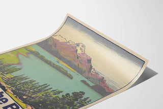 Vintage Poster Rhätische Bahn – Lake Silsersee and Oberengadin in Switzerland