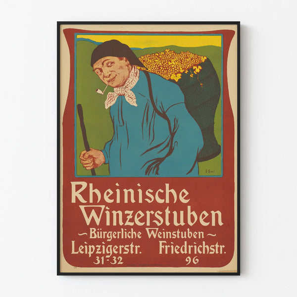 Vintage poster Rheinische Winzerstuben - Wine cellar wall decoration