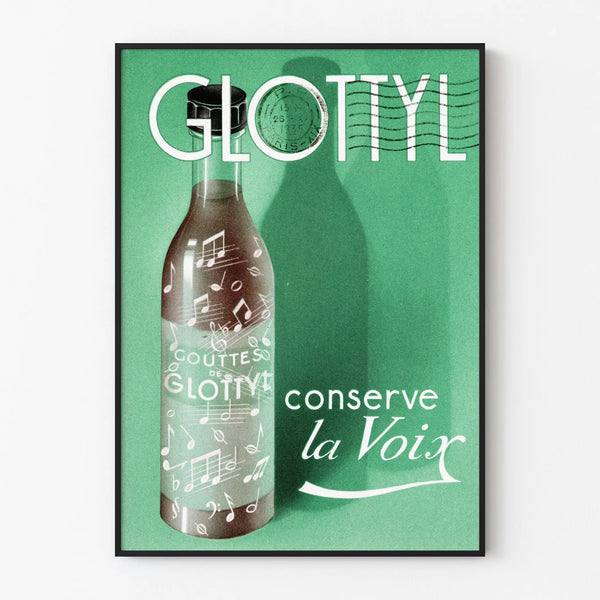 Vintage poster GLOTTYL musical wall decoration in green