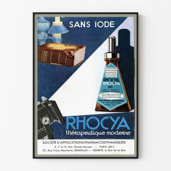 Vintage Rhocya advertising poster - Retro medical wall decoration