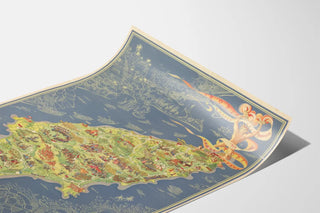 Decorative poster of illustrated map of Rhodes