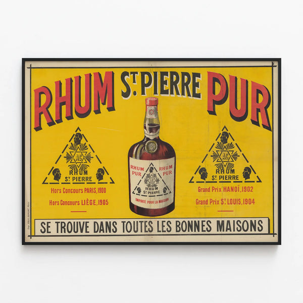 Vintage poster Rhum St Pierre Pur retro wall decoration — framed artwork on a wall