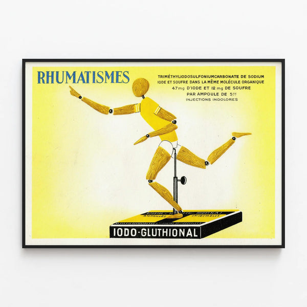 Vintage Medical Poster Rheumatism Iodo-Glutathione — framed artwork on a wall