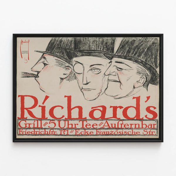 Vintage Richards Grill Poster - Artistic Wall Decoration — framed artwork on a wall