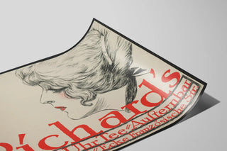Vintage Richards poster with stylized female profile — artwork view