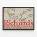 Vintage poster of a chef at the grill with skewered chickens — framed artwork on a wall