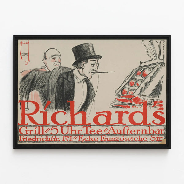 Vintage Richards Grill poster wall decoration — framed artwork on a wall