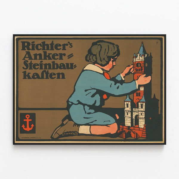 Vintage Richter's Anker Steinbaukasten Poster - Children's Wall Decoration — framed artwork on a wall