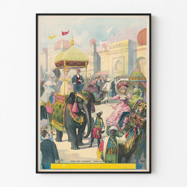 Vintage Poster Ride the Elephant Ride - Oriental Wall Decoration