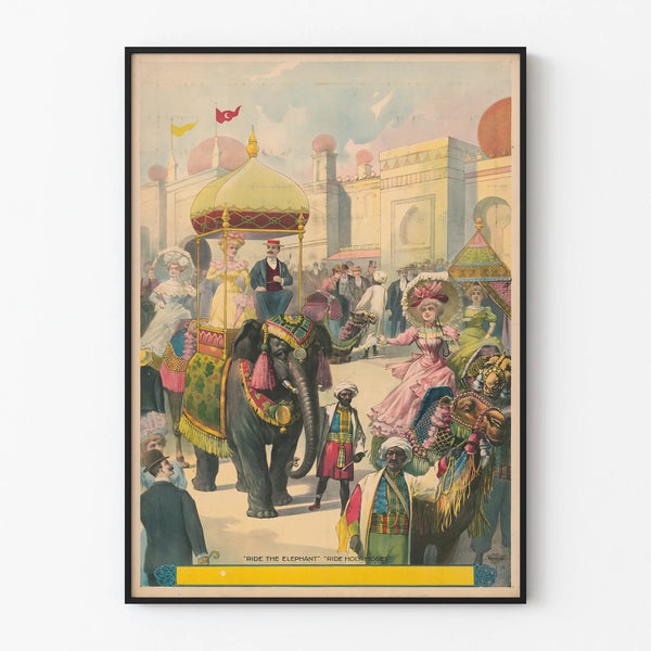 Vintage Poster Ride the Elephant - Exotic Wall Decoration
