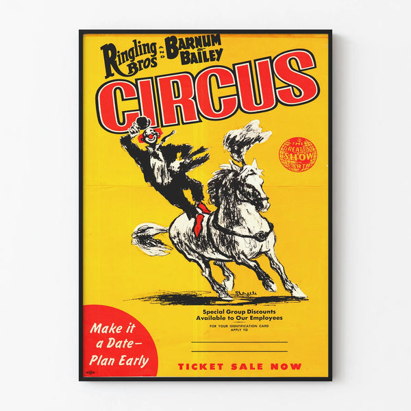 Vintage yellow and red Ringling Bros and Barnum & Bailey Circus poster
