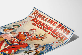 Vintage poster of Cirque Ringling Bros and Barnum & Bailey with clown and children