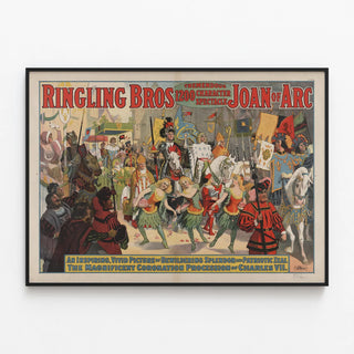 Vintage Poster Ringling Bros. Jeanne d'Arc Spectacle — framed artwork on a wall