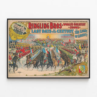 Vintage Poster of Ringling Bros World's Greatest Shows — framed artwork on a wall