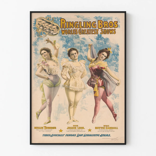 Vintage Poster Ringling Bros - Female Aerial Acrobat Stars