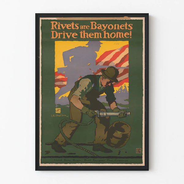 Vintage poster Rivets are Bayonets - American military poster