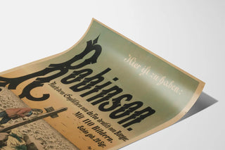 Vintage Robinson Crusoe poster with German translation Böttger