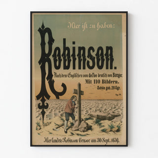 Vintage Robinson Crusoe poster with German translation Böttger