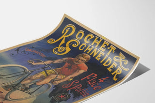 Vintage poster Rochet & Schneider cyclist Lyon