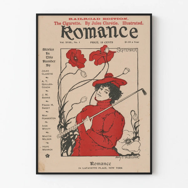 Vintage Romance Railroad Poster - Feminine Illustration September