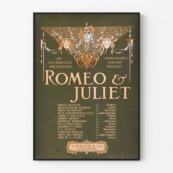 Decorative poster Romeo & Juliet vintage style theater