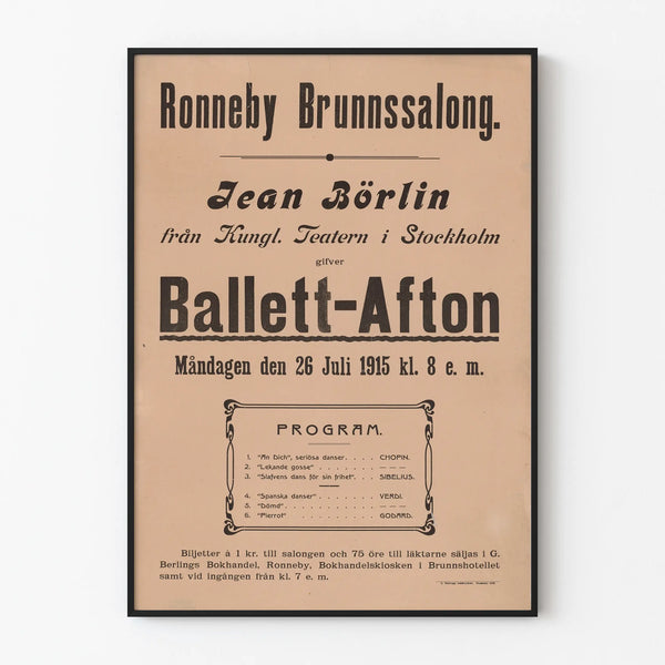 Vintage Poster Ballet-Afton 1915 Jean Börlin Stockholm