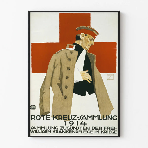 Vintage Red Cross Poster 1914 Volunteer Care in War Collection