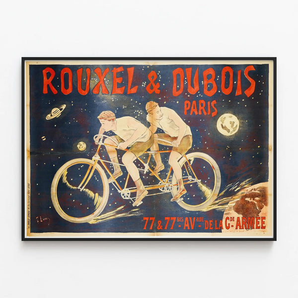 Vintage poster Rouxel & Dubois Paris - Retro wall decoration in tandem — framed artwork on a wall