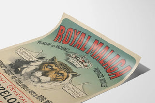 Vintage Royal Malaga Poster with Tiger and Crown