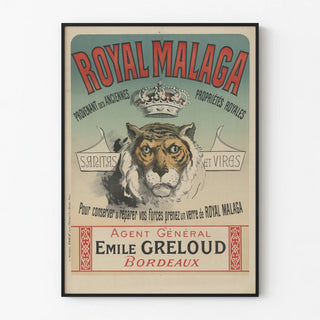 Vintage Royal Malaga Poster with Tiger and Crown