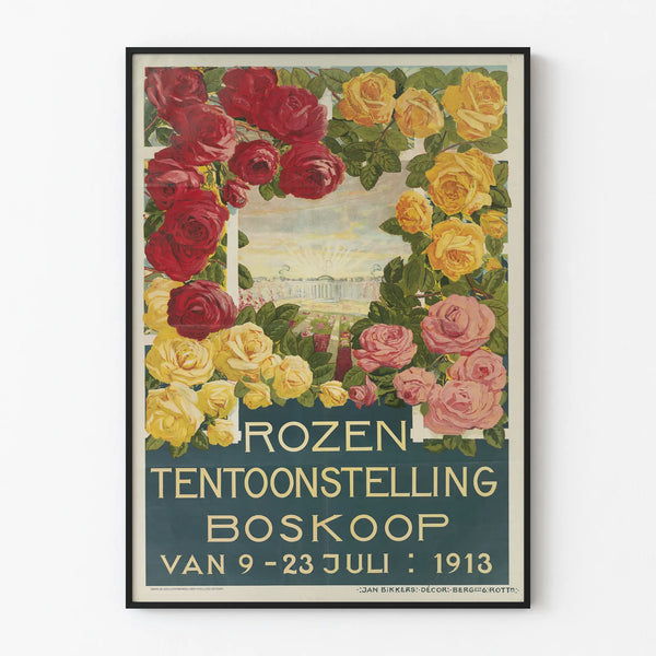 Vintage poster of the rose exhibition in Boskoop 1913