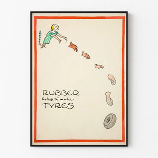 Vintage poster of rubber and tire illustration