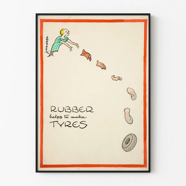 Vintage poster of rubber and tire illustration