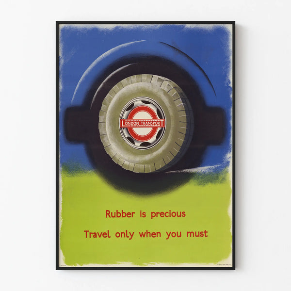 Vintage London Transport Poster - Save the Rubber