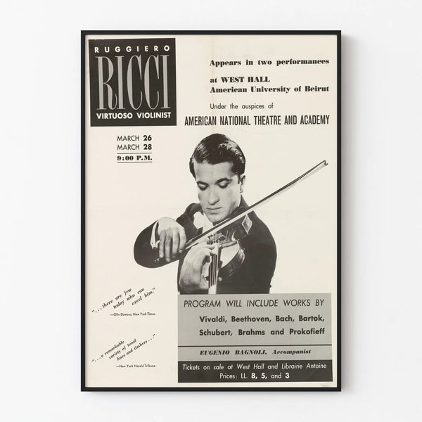 Vintage Poster of Ruggiero Ricci, Virtuoso Violinist